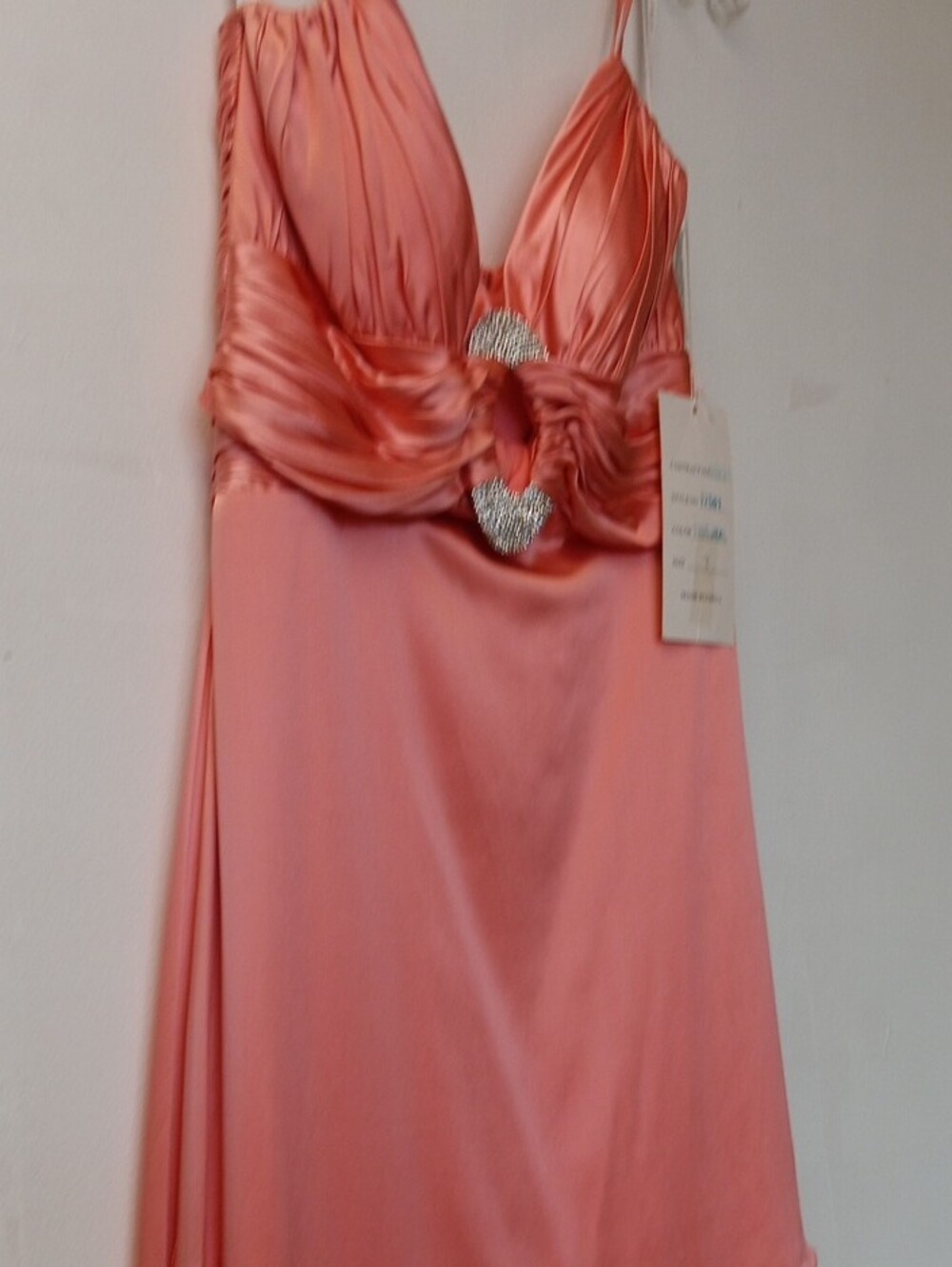 Vintage Mon Cheri Coral Satin High-Low Evening Dress - Picture 8 of 10